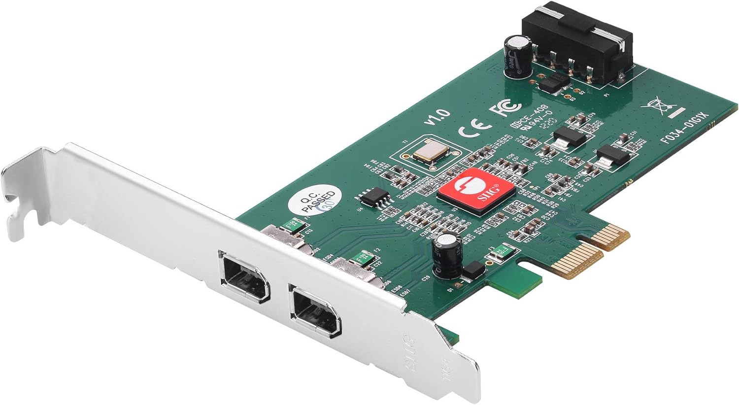 SIIG Dual Profile 2-Port Firewire 400 Pcie Card, Pcie 1.1 X1 to Dual 6-Pin 1394A