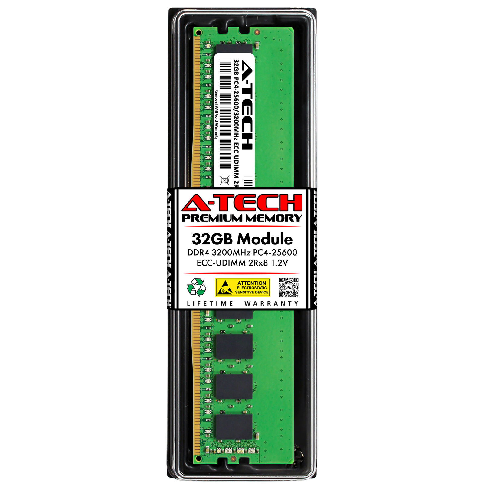 A-Tech 32GB 2Rx8 PC4-25600 DDR4 3200 MHz ECC Unbuffered UDIMM Server Memory RAM
