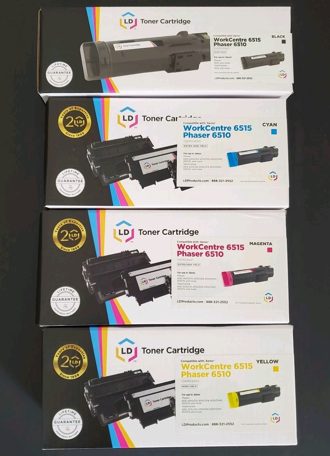 LD Compatible Xerox Phaser 6510 / WorkCentre 6515 Set of 4 HY Toner Cartridges