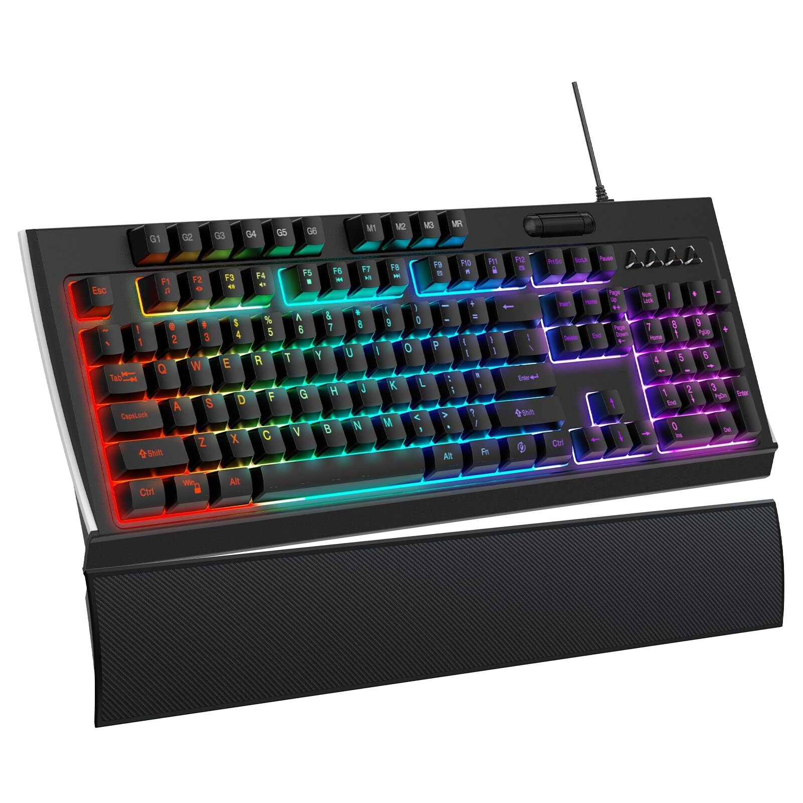 OMOTON Gaming Keyboard with Magnetic Wrist Rest wired