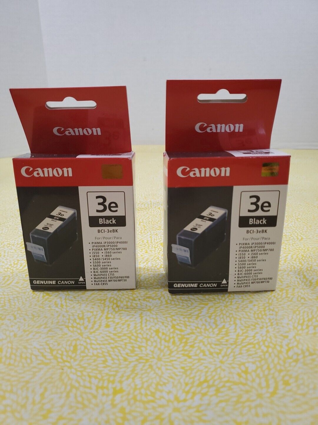 2x Canon 3e Black Ink Cartridges BCI-3eBK NEW Factory Sealed PIXMA