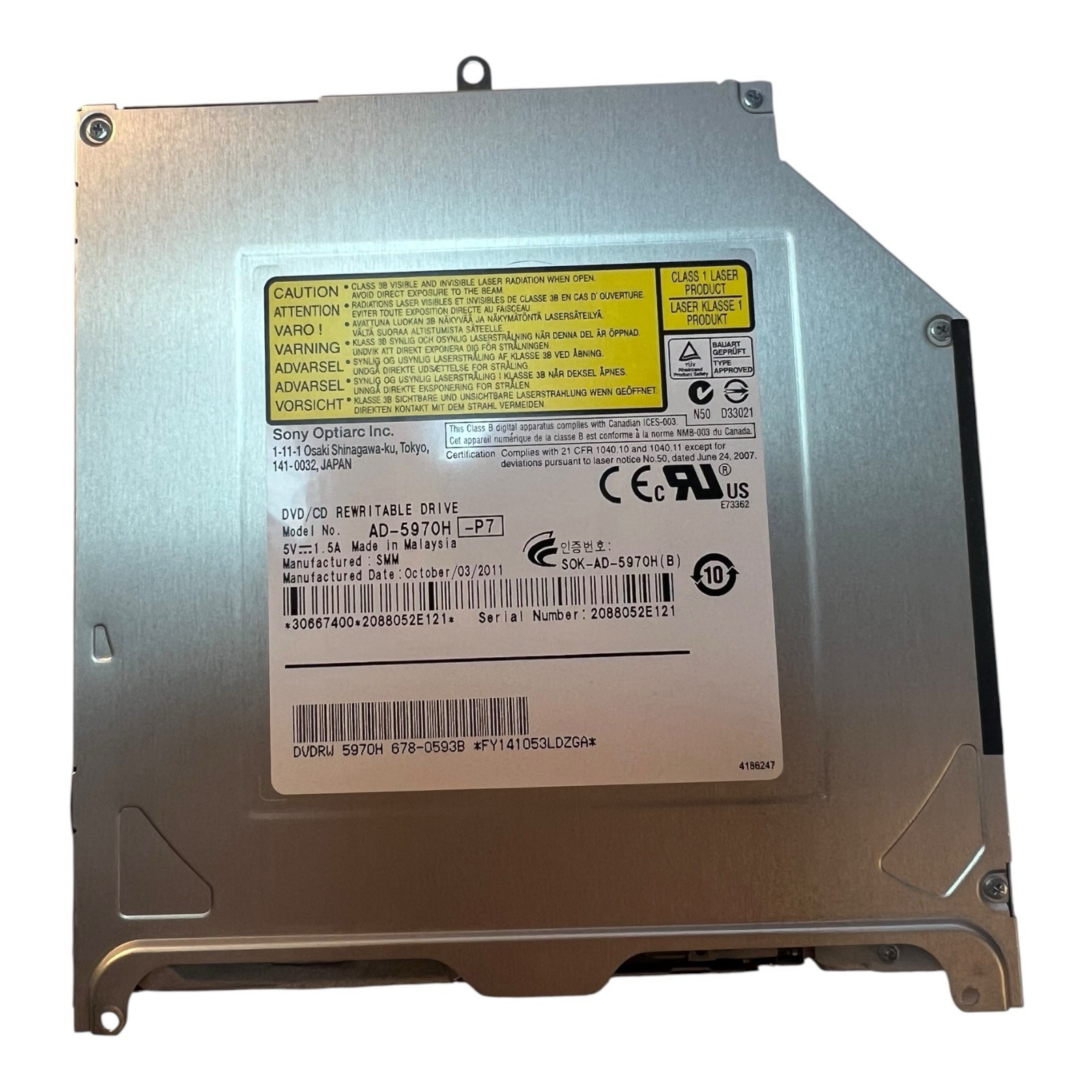 Sony Optiarc AD-5970H DVD/CD RW Internal Slim Optical SATA SuperDrive