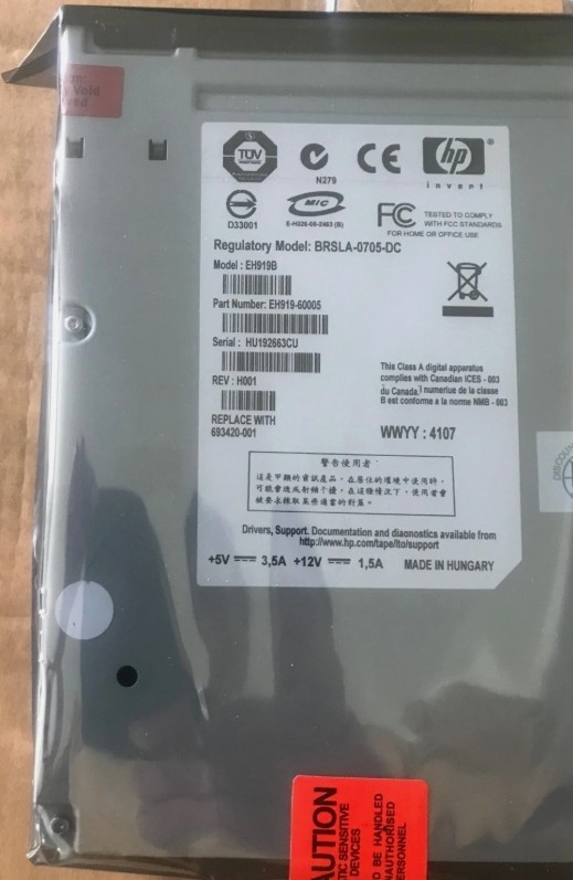 EH919A, EH919B HP LTO4 SAS HH INTERNAL,SPARE PN:460148-001,PN:693420-001 LTO-4