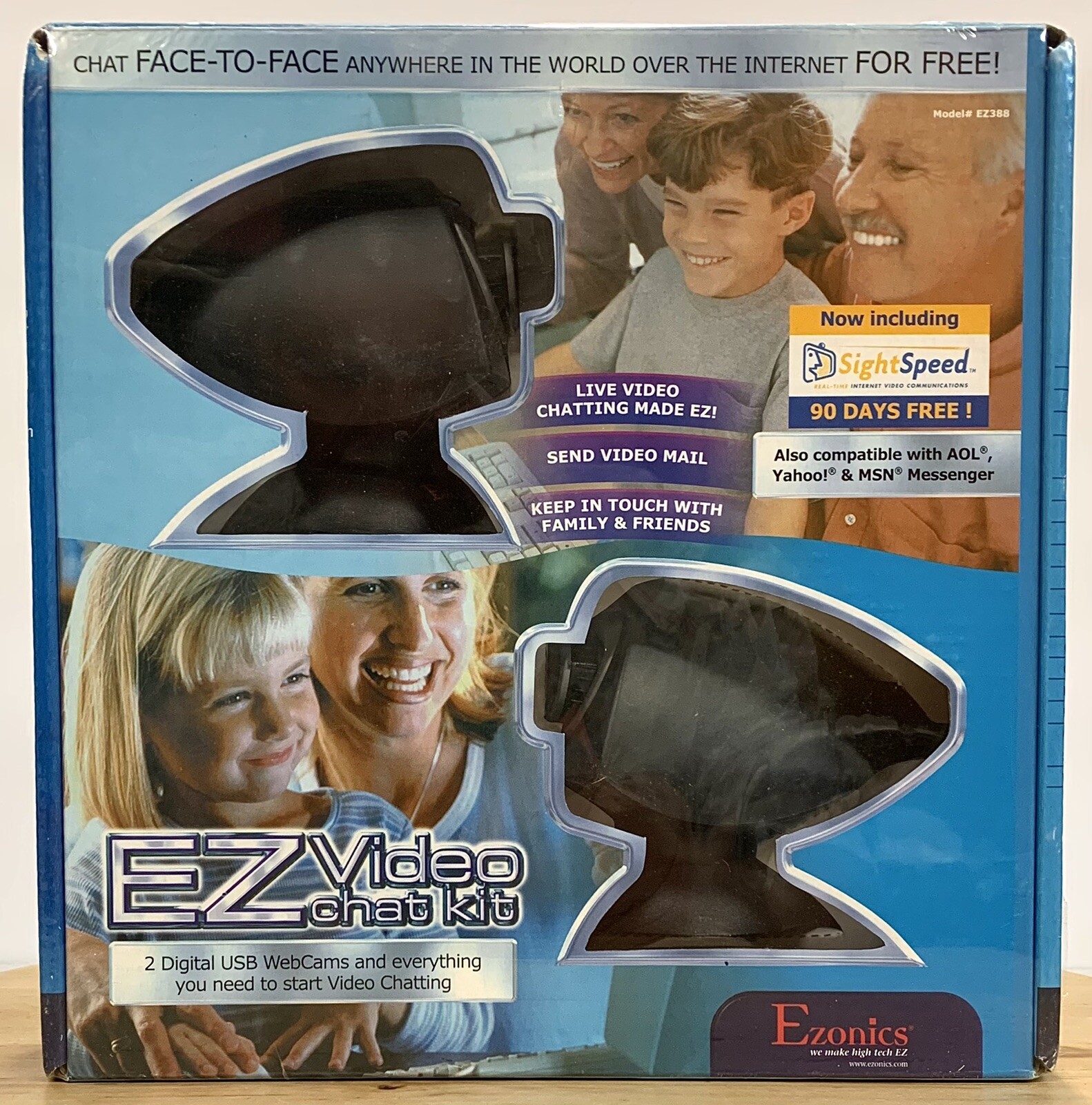 Ezonics EZ Video Chat Kit 2 USB Web Cams Internet EZ388 Plug & Play *Sealed*