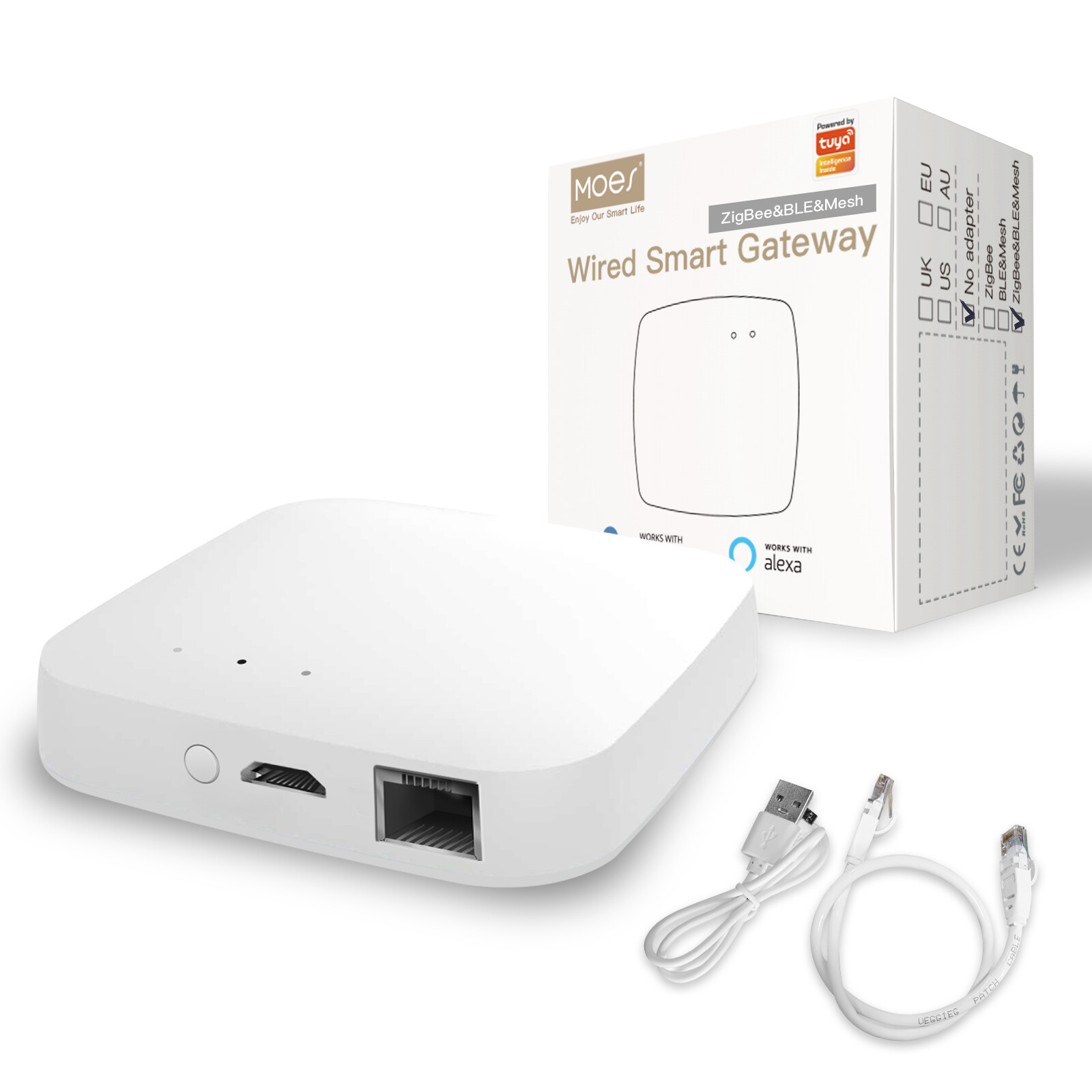 MOES Tuya ZigBee Bluetooth BLE WiFi Mesh Hub Multi-Mode Wired Smart Home Gateway