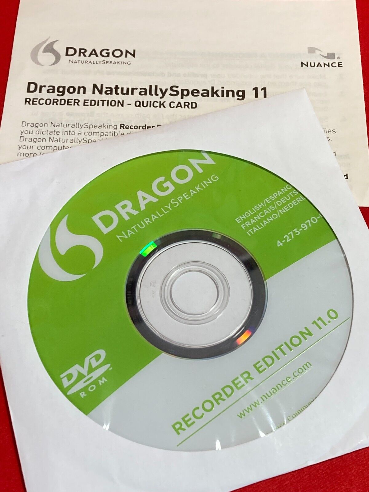Dragon Naturally Speaking RECORDER EDITION 11.0 Disc and Quick Card 2010