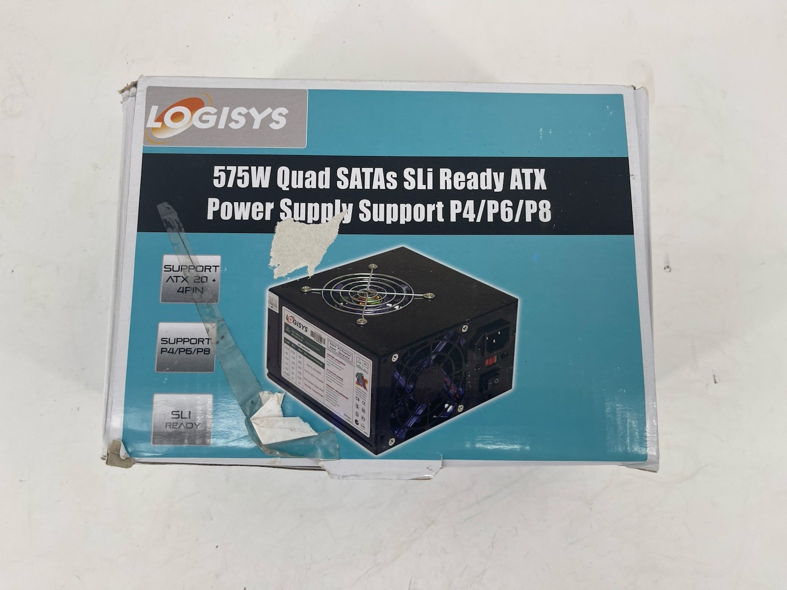 Logisys 575W 4 SATAs ATX Power Supply 80+EFFICIENCY 120MM Fan New Open Box