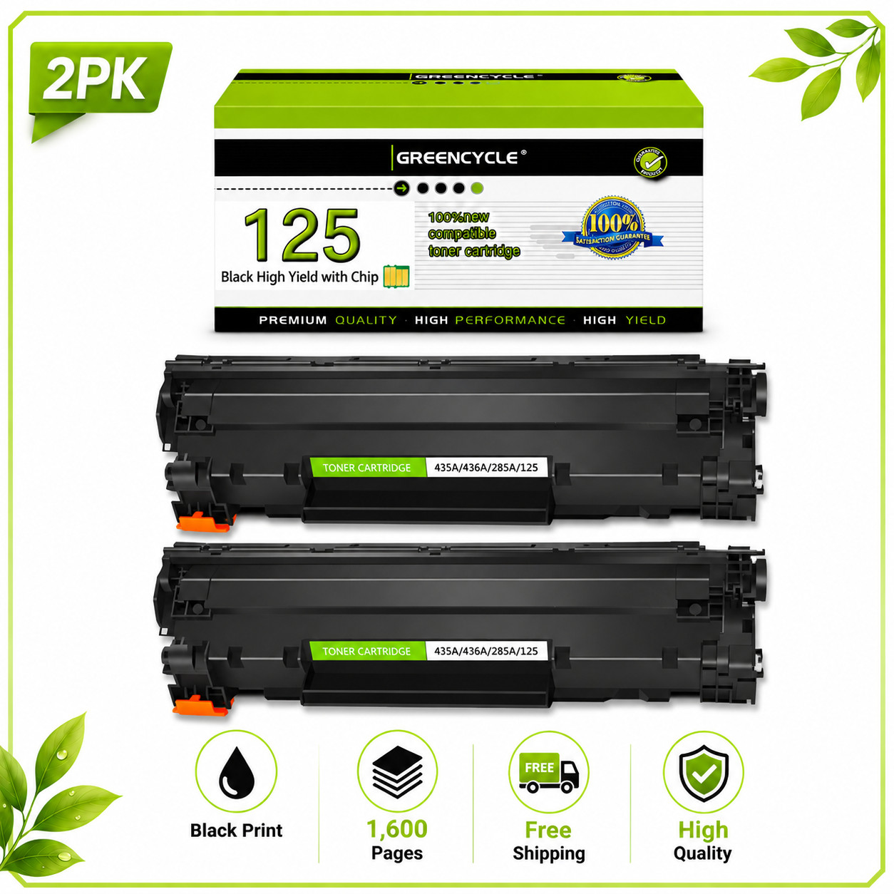 2x CRG125 3484B001AA Toner Cartridge Compatible for Canon 125 imageCLASS MF3010