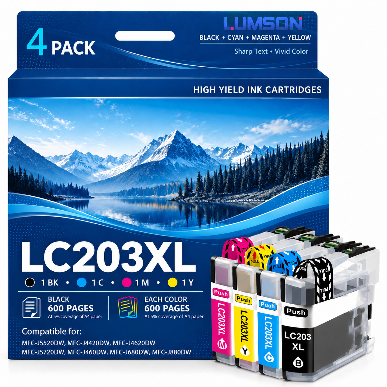 LC203XL  Ink Cartridges High Yield LC203XL Compatible for MFC-J5720DW MFC-J680DW