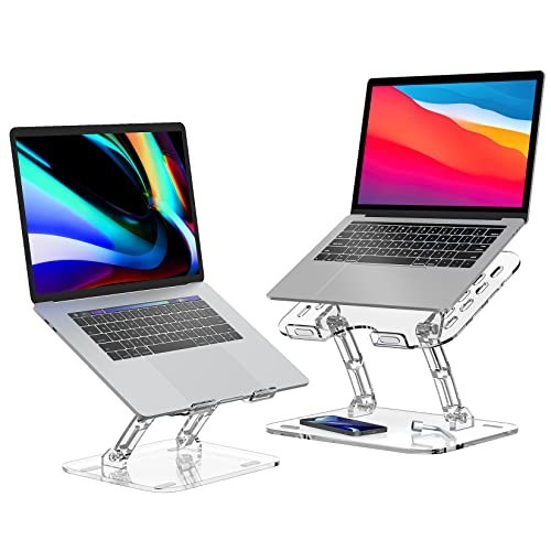 Pack Clear Acrylic Laptop Stand Adjustable Foldable Desk Riser 10-15.6in