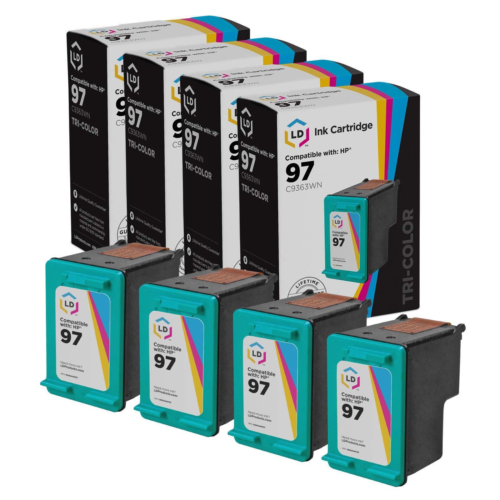 LD Reman Replacements for HP 97 C9363WN Pack of 4 Color Ink Cartridges