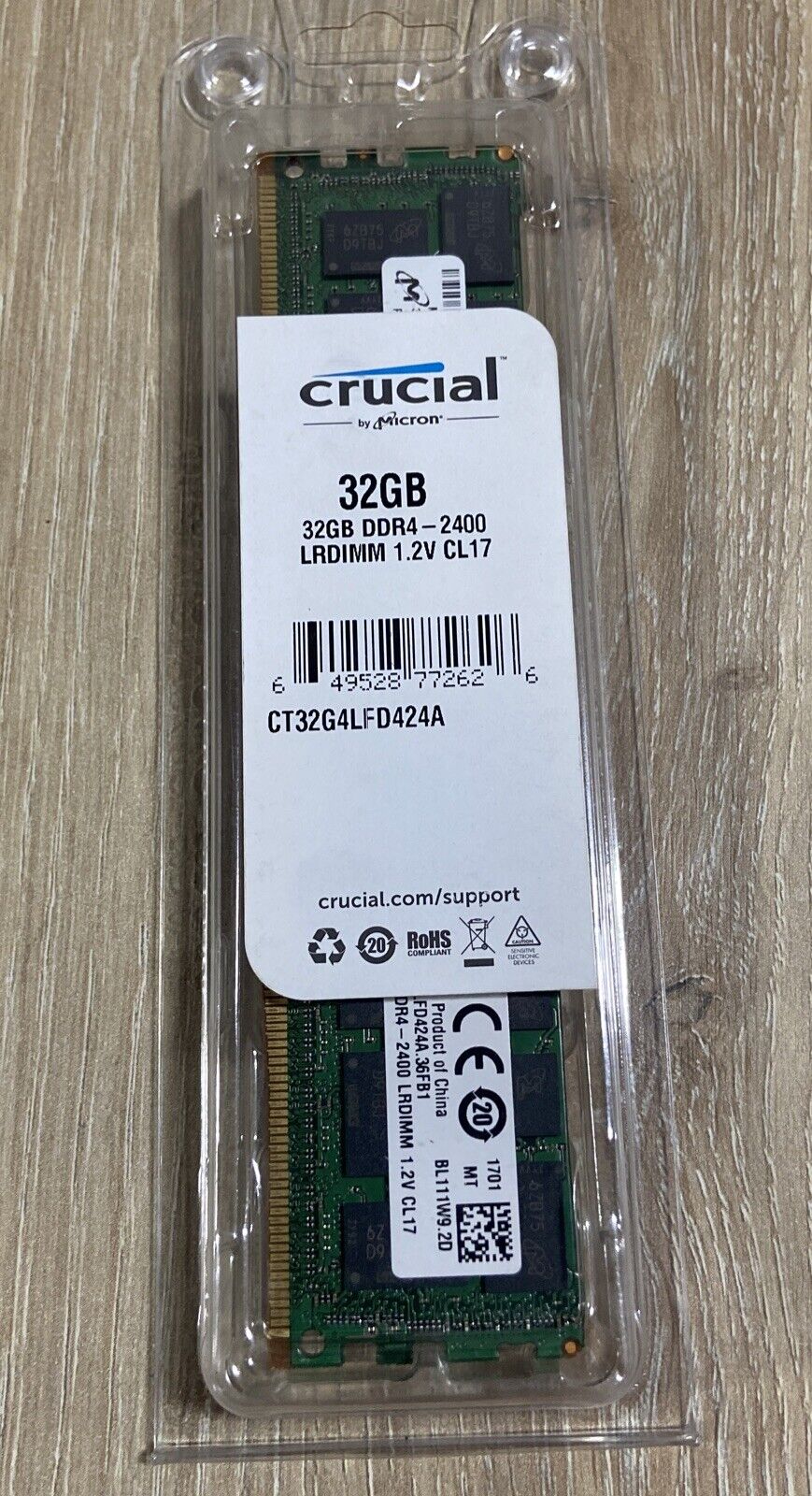 Crucial 32GB CT32G4LFD424A.36FA1 2Rx4 PC4-2400T DDR4-19200