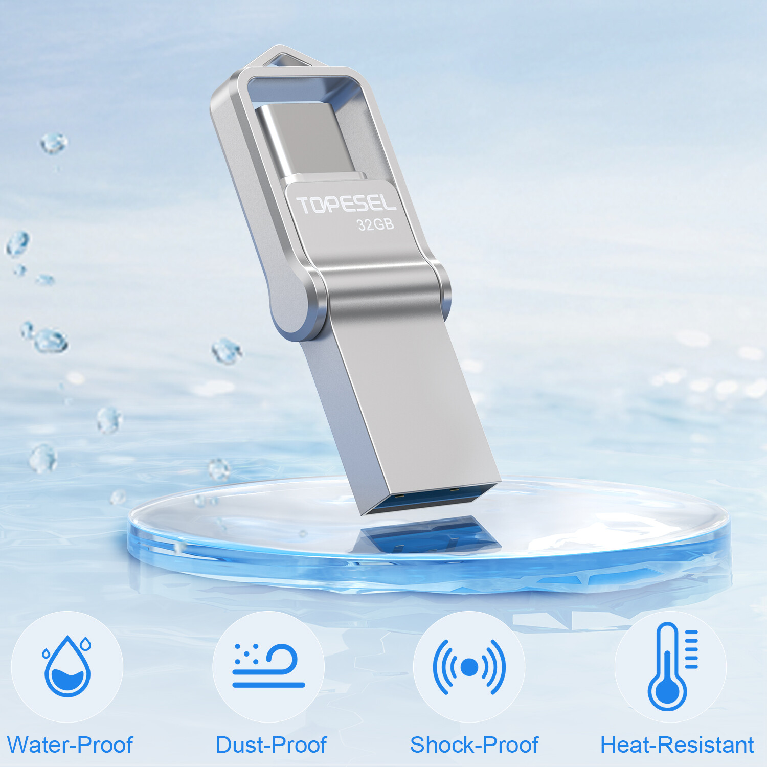 Metal Mini USB Sticks 3.0 Type C 2 In 1 32GB 64GB Wholesale 1/10pcs Memory Stick