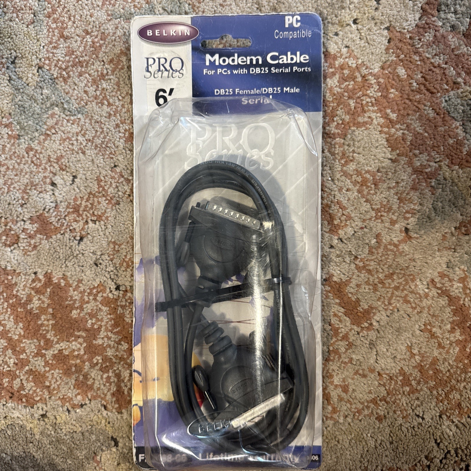 BELKIN Modem Cable PCs DB25 Serial Ports Pro Series 6’ Female & Male F2J088-06