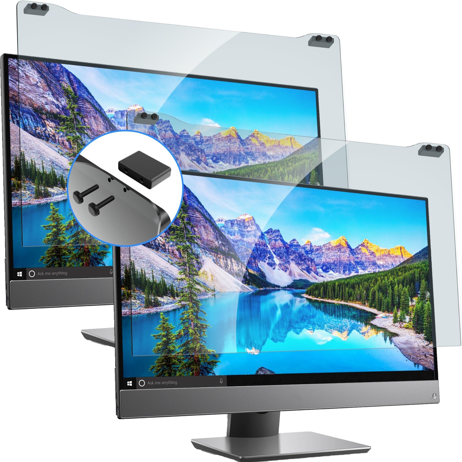 ZYY 2 Pack Diagonal 27 Inch Computer Screen Blue Light Blocker for (W 24 1/8 ...