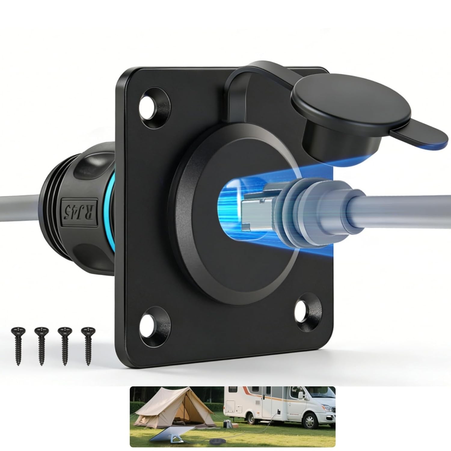 Aluminum Pass Through Wall Socket for Starlink Gen3, RJ45 CAT6 Ethernet IP68 