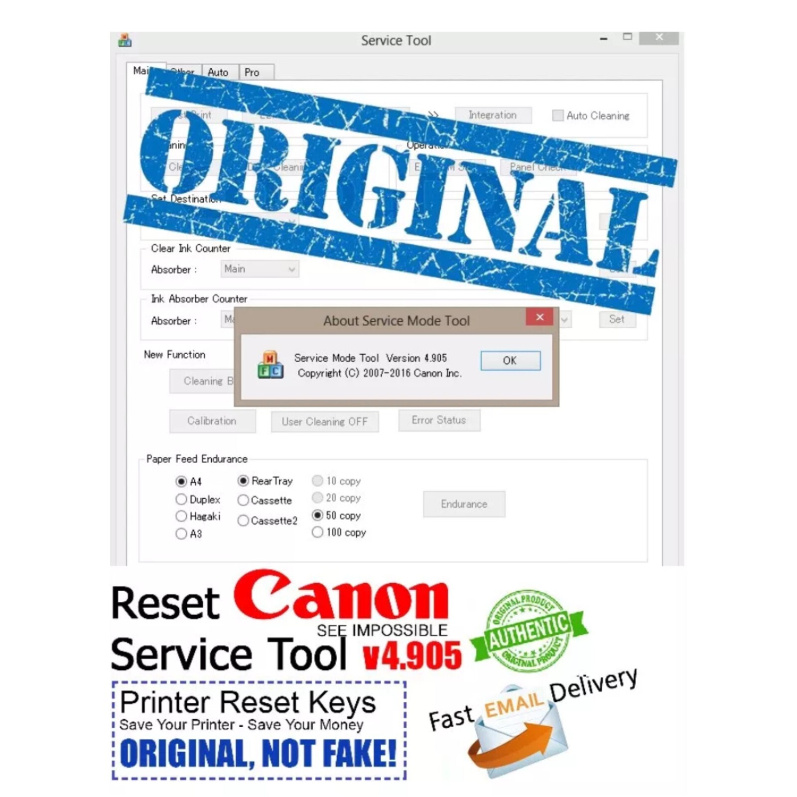 💯 CANON G SERIES PRINTER RESETTER SERVICE TOOL V4905