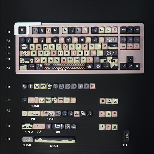 SOA Panda Theme 134 Key Mechanical Keyboard Keycaps PBT 5-Sided Sublimation