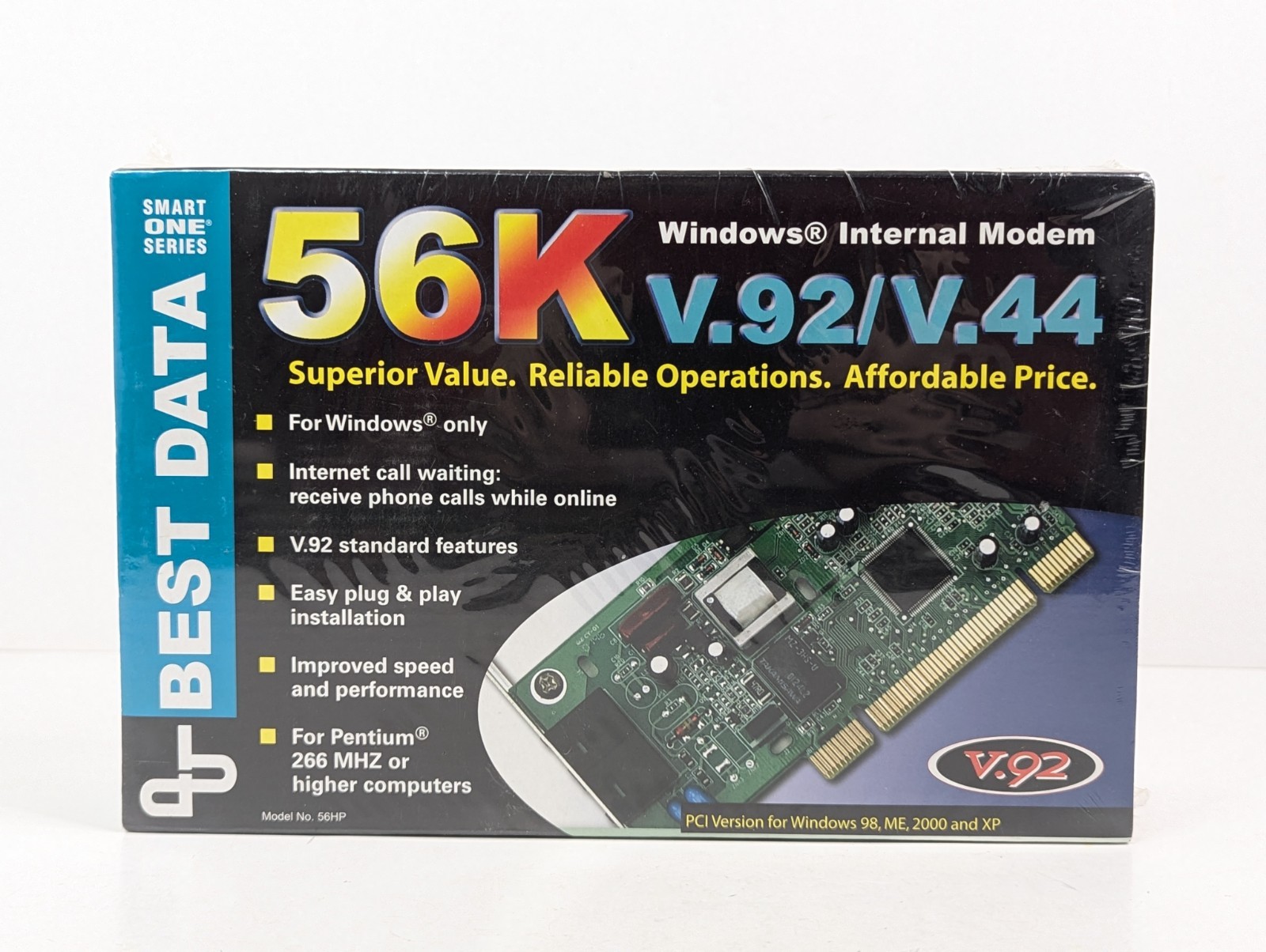 56K Windows Internal Modem V.92/V.44 56HP Best Data Smart Ones 2004 New