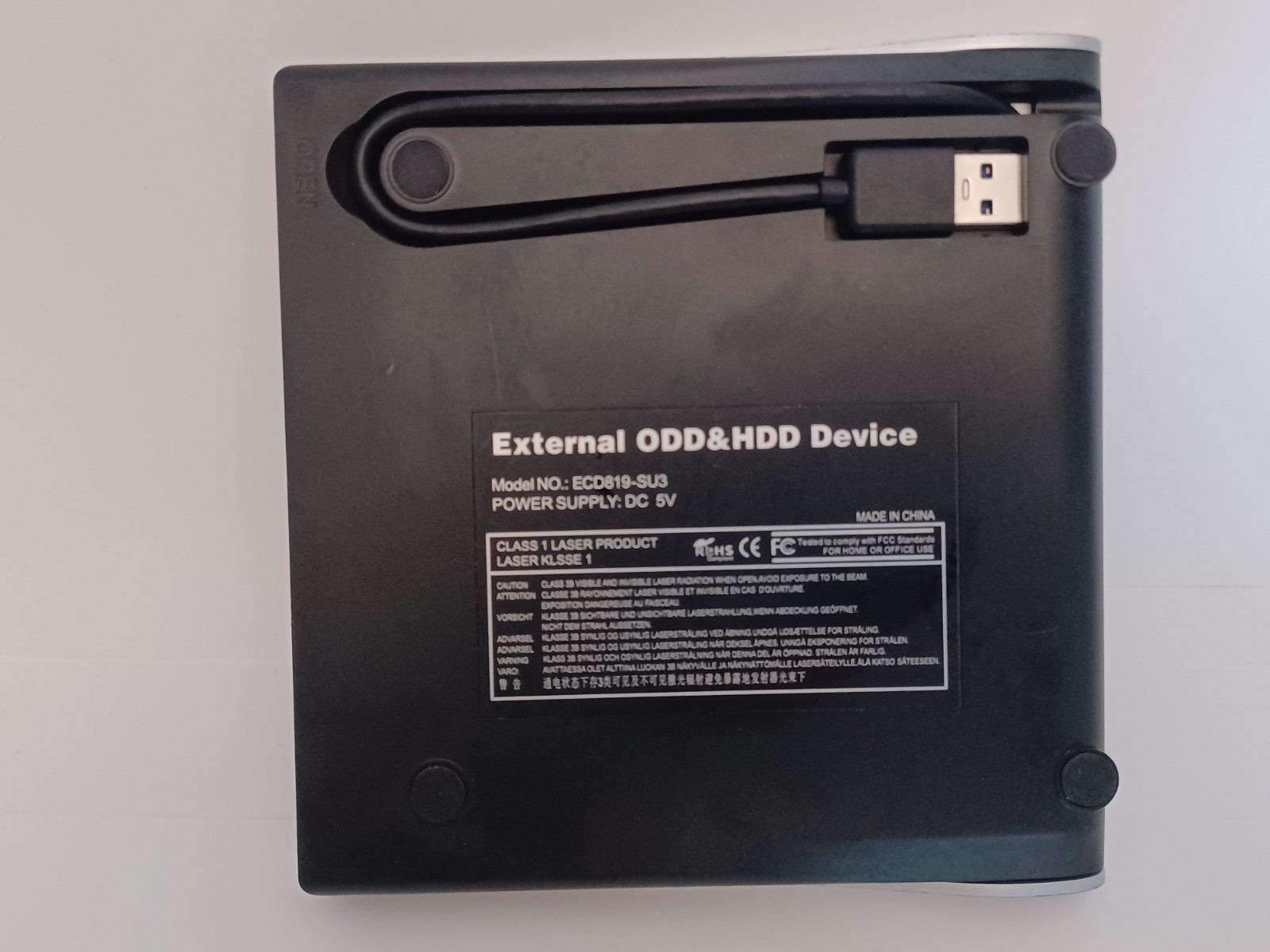 External CD DVD ODD HDD Device R/RW USB Portable DC 5V Black -ECD819-SU3