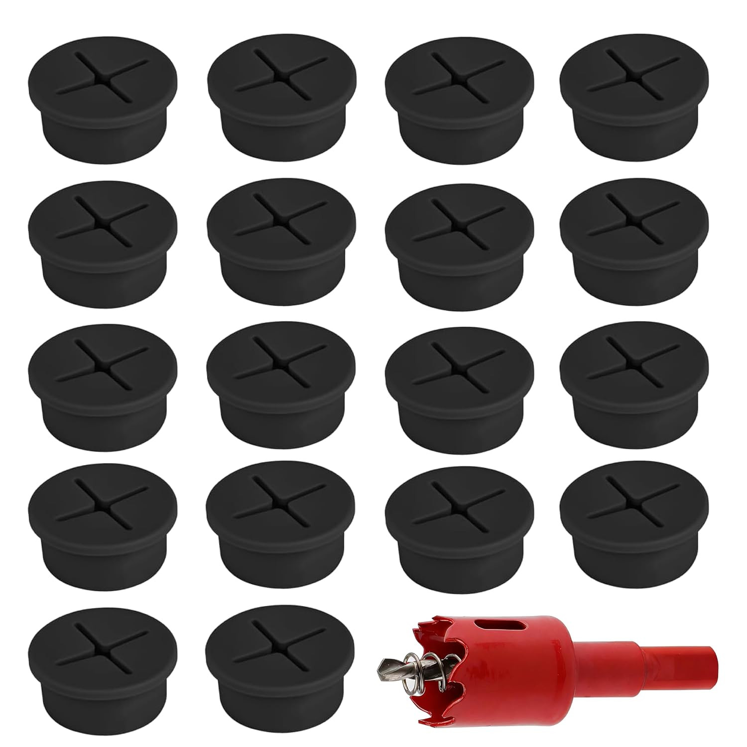18Pcs Desk Grommet with Hole Saw, 1 Inch Cable Grommet, Wall Grommets