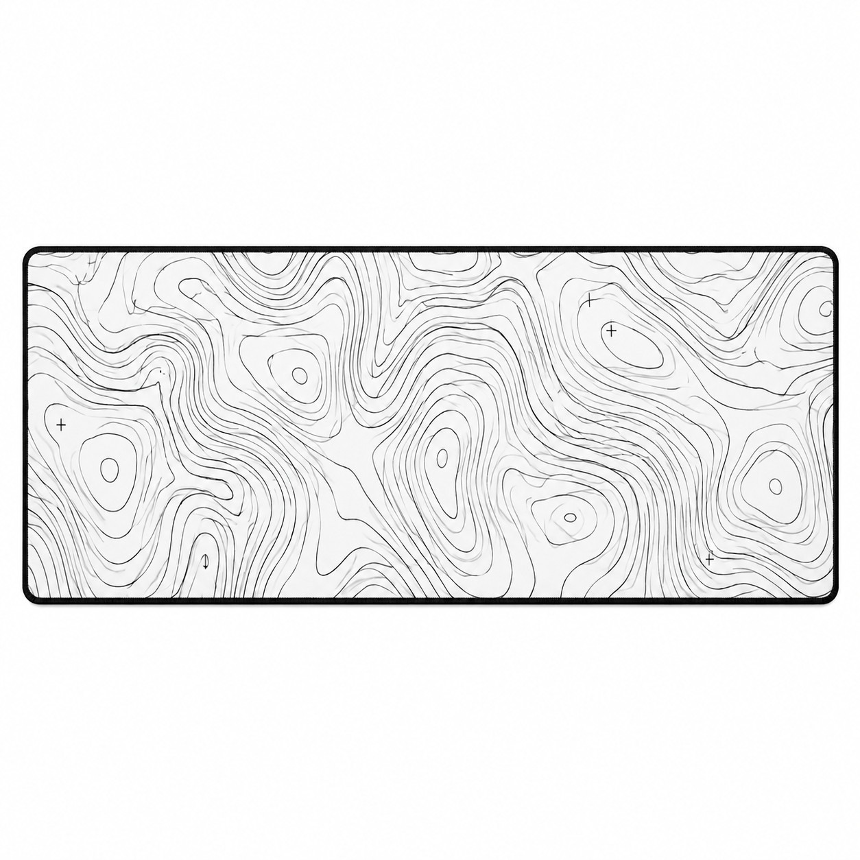 Minimal White Topographic Contour Extended Mouse Pad Desk Mat