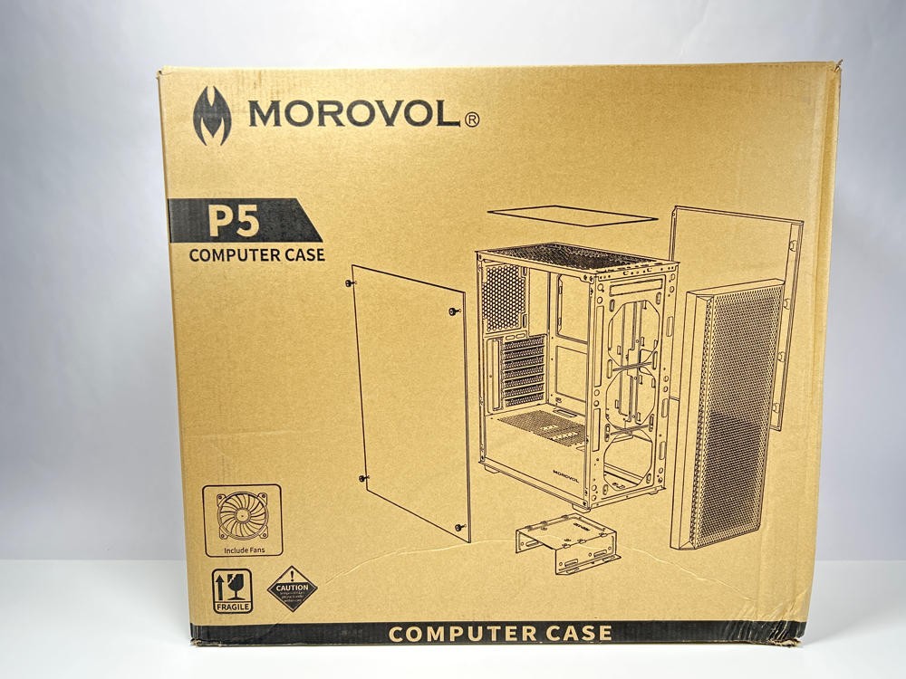 MOROVOL ATX PC Case, Mid Tower PC Case w/Mesh Front Panel, Black See Photos