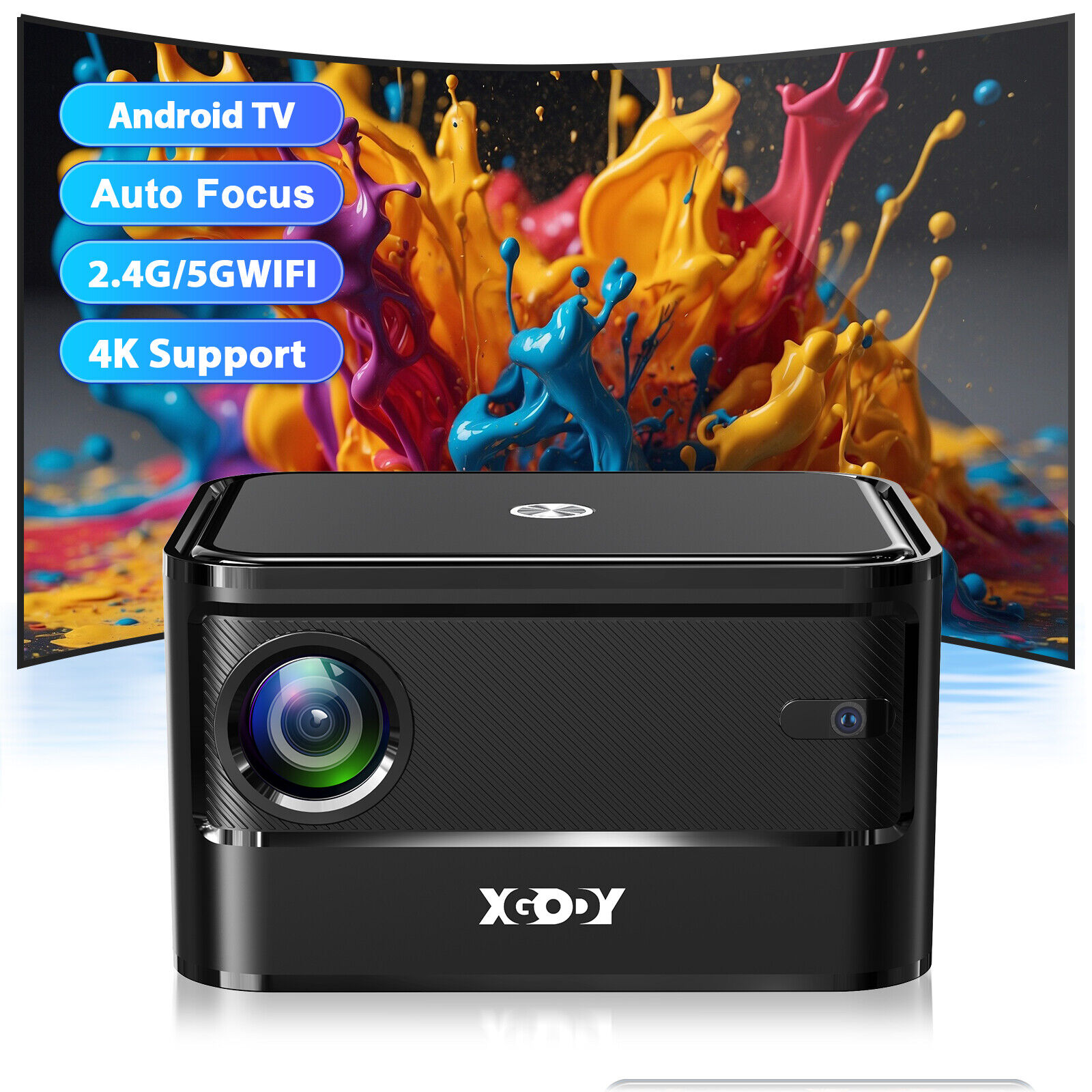 4K XGODY Projector 5G WiFi AutoFocus HD Android LED Home Theater Cinema Video US