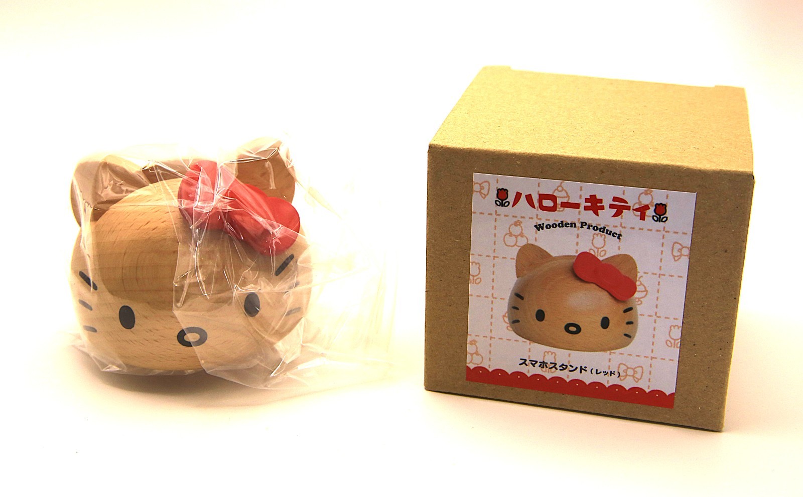 Hello Kitty Natural Wooden Smartphone Stand Holder  desk deco Cell Phone Dock