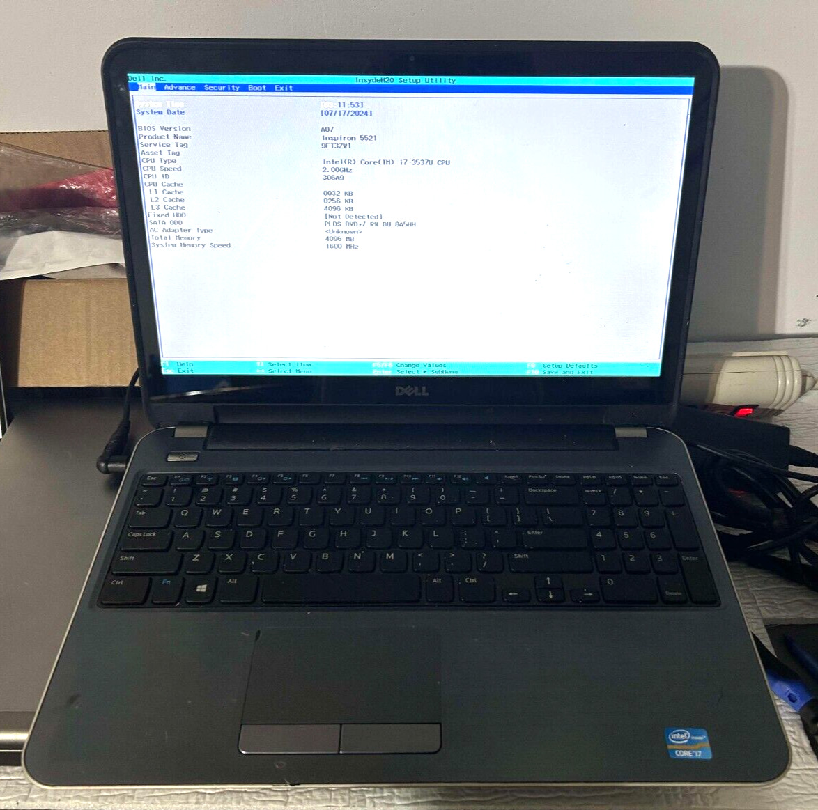 Dell Inspiron 15 5521 / Intel Core i7 NO RAM NO HDD NO BATTERY FOR PART ONLY