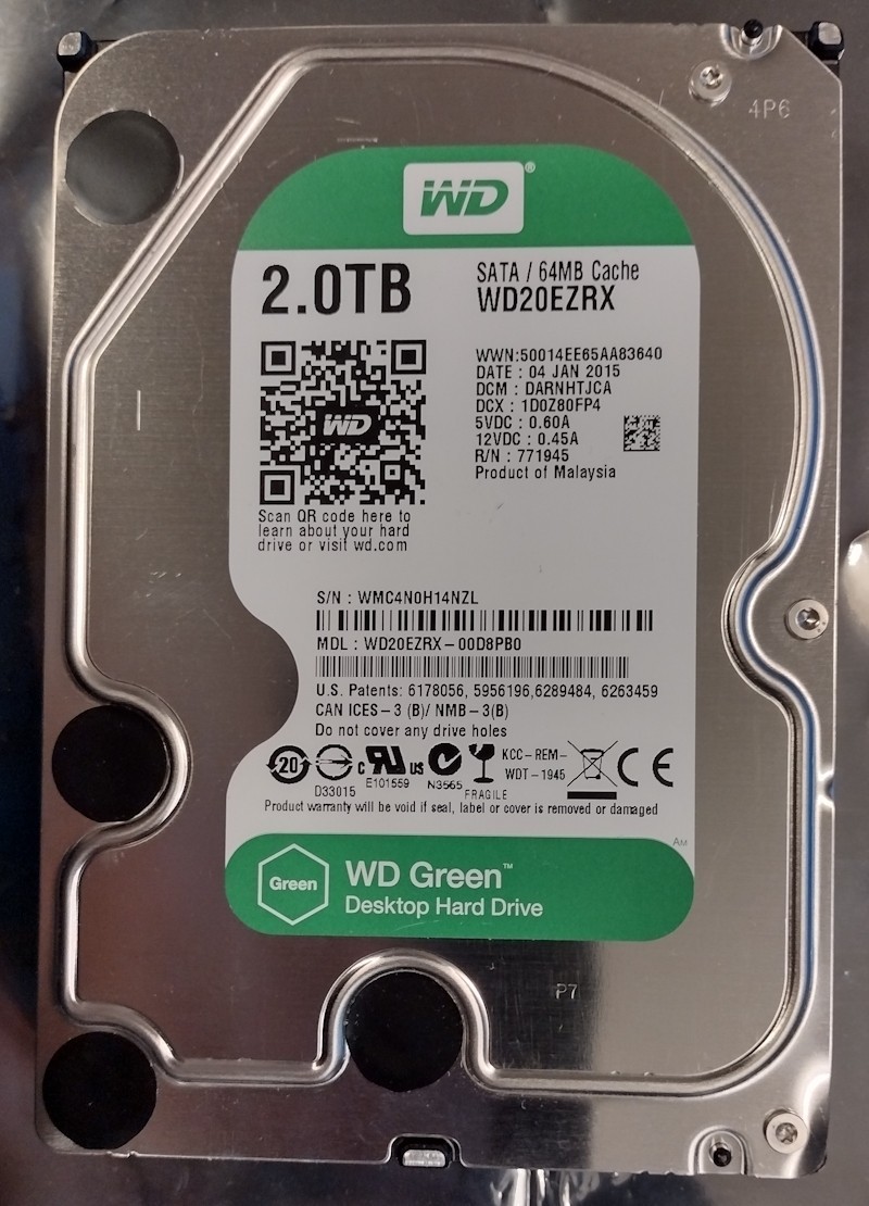 2TB Western Digital WD Green Internal 3.5" SATA Hard Drive - WD20EZRX-00D8PB0