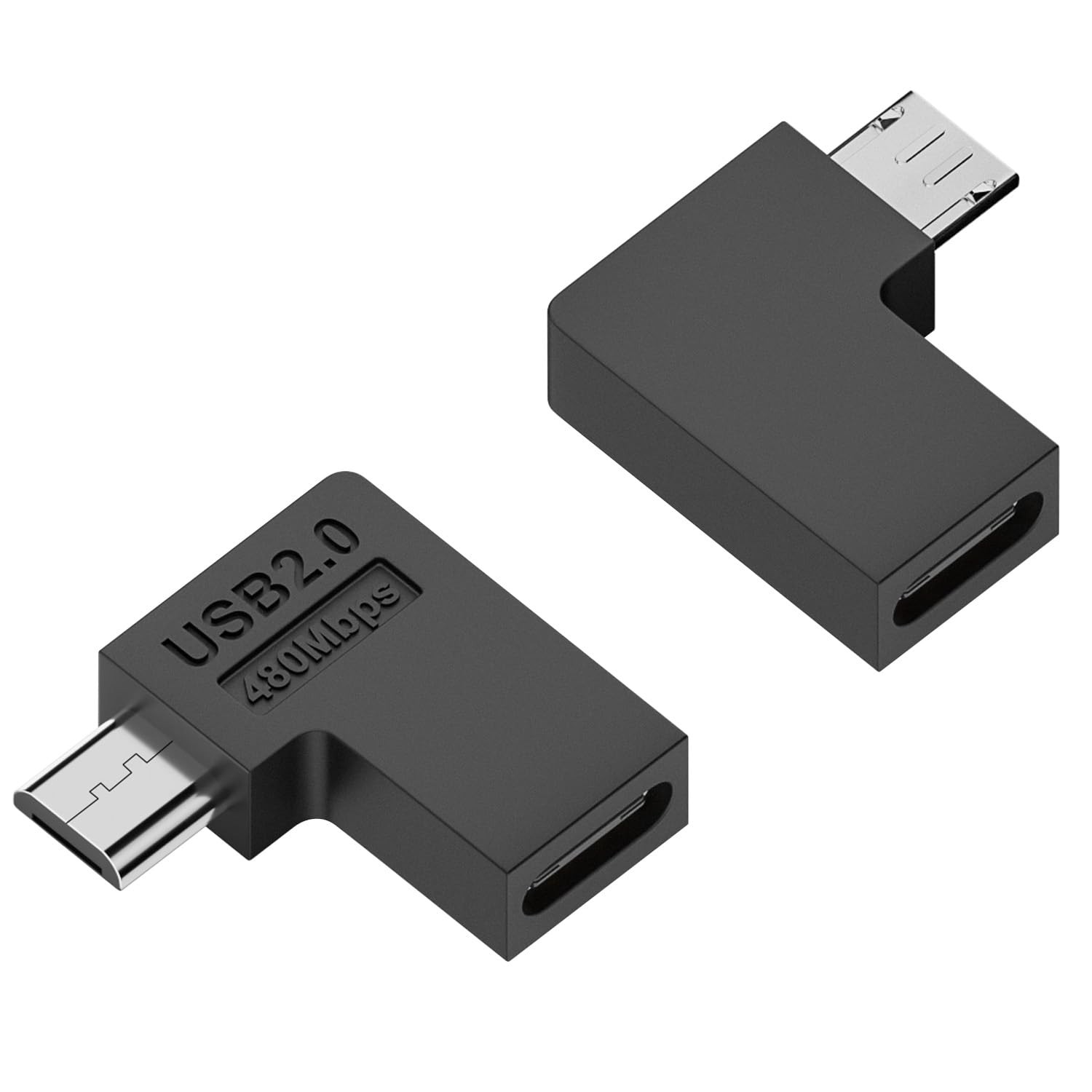 90 Degree Right Angle USB C Female To Micro USB Male Data Adapter 2 PCS