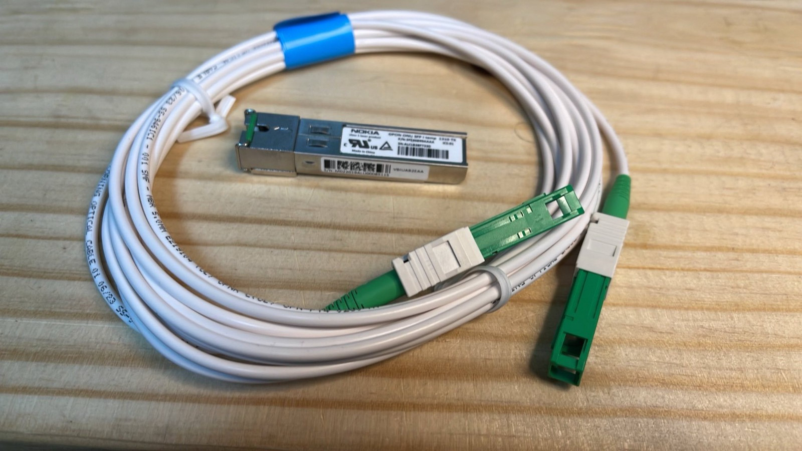 Nokia GPON SFP Module 3FE46899AAAA ONU I-Temp 1310 TX with cable.