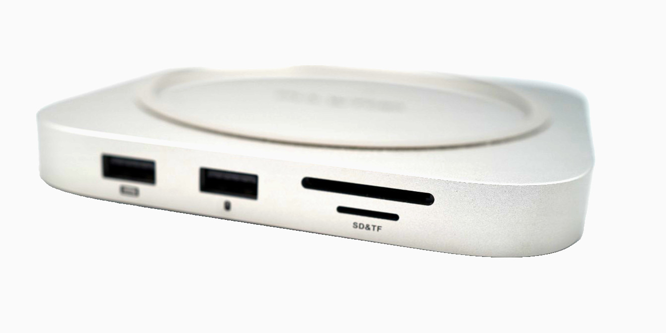 PULWTOP 2024 Mac Mini M4/ M4 Pro NVMe M.2 SSD USB-C Hub - Silver
