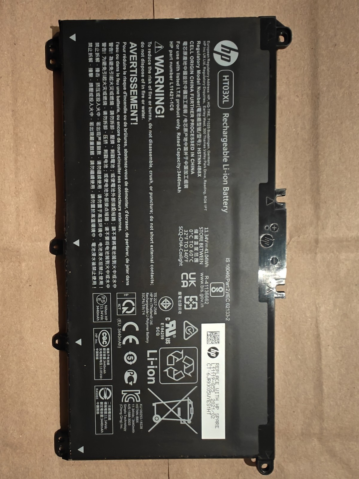 HP HT03XL 41.04Wh 11.4V Li-Ion Laptop Battery For HP Pavilion