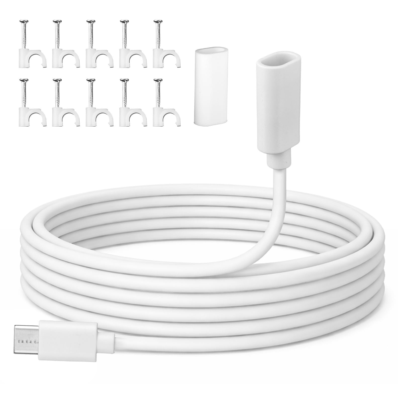 BTFO 6m/20ft USB C Extension Cable Compatible with iPhone 16/15 6m/20ft, white