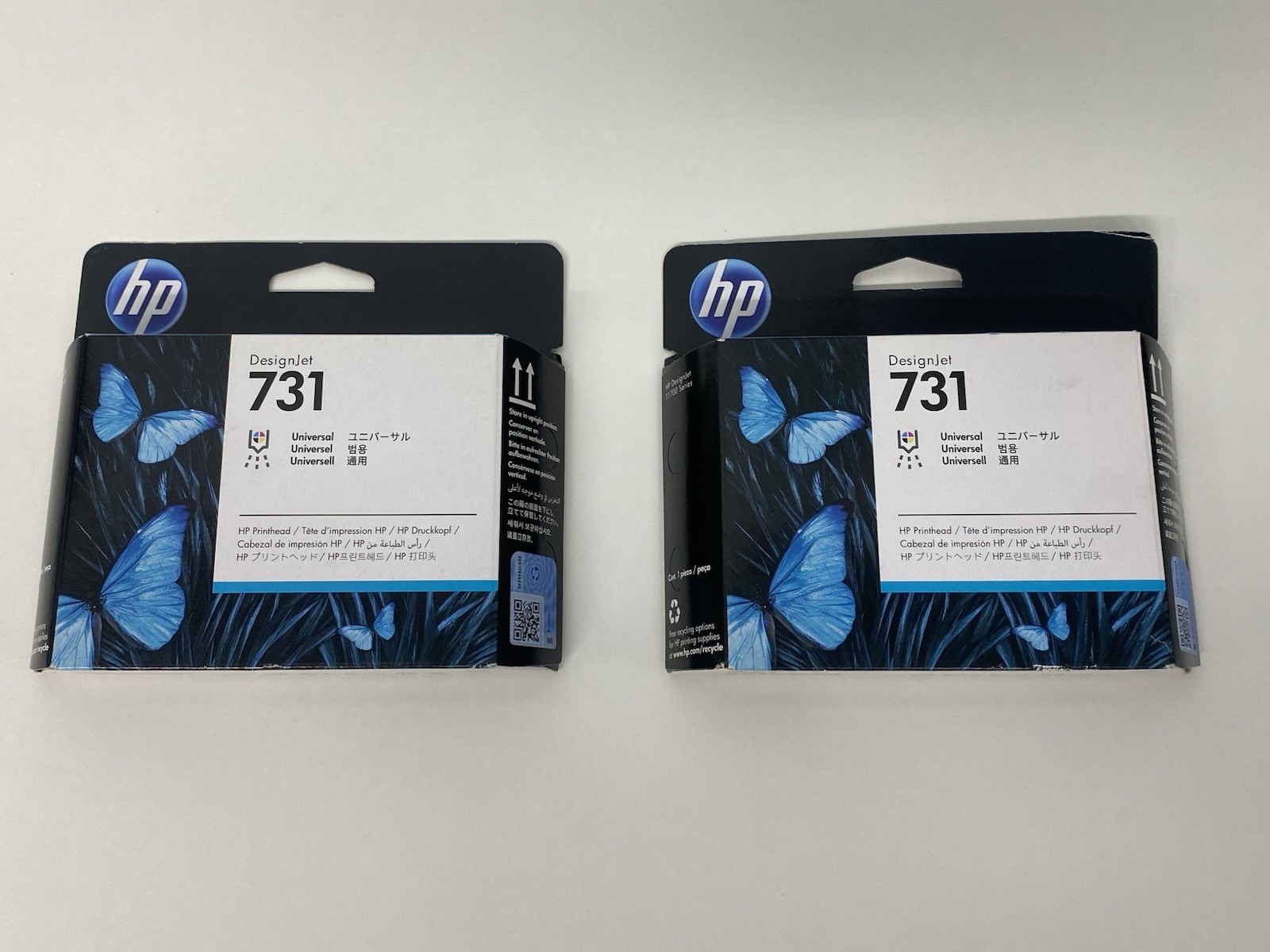 2 GENUINE HP 731 PRINTHEADS P2V27A NEW & SEALED