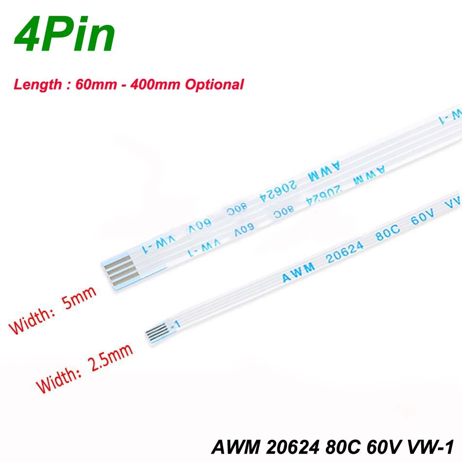 4Pin FFC Flexible Ribbon Cable Flat Wires Pitch 0.5/1mm PCB Board Transmission