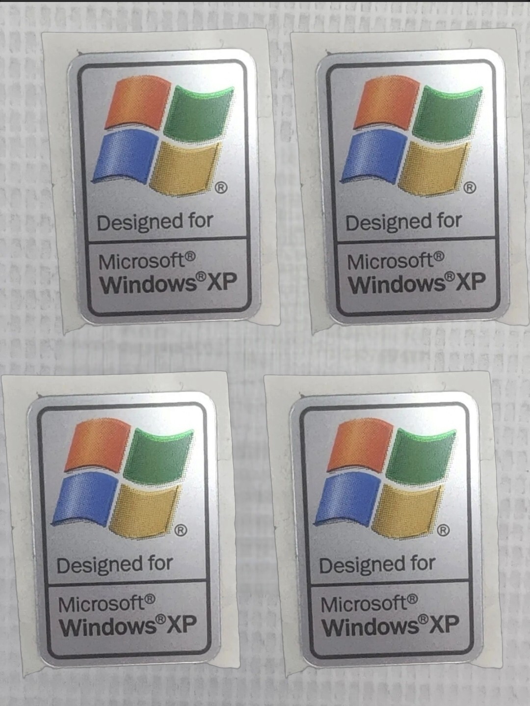 Lot of 4  original unused new  computer Sticker Microsoft Windows XP Vintage 