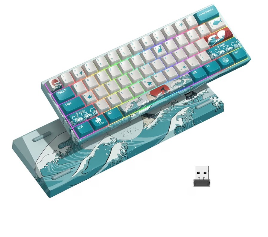 Womier HITIME XVX M61 60% Wireless Mechanical Rechargeable Gaming Keyboard Coral