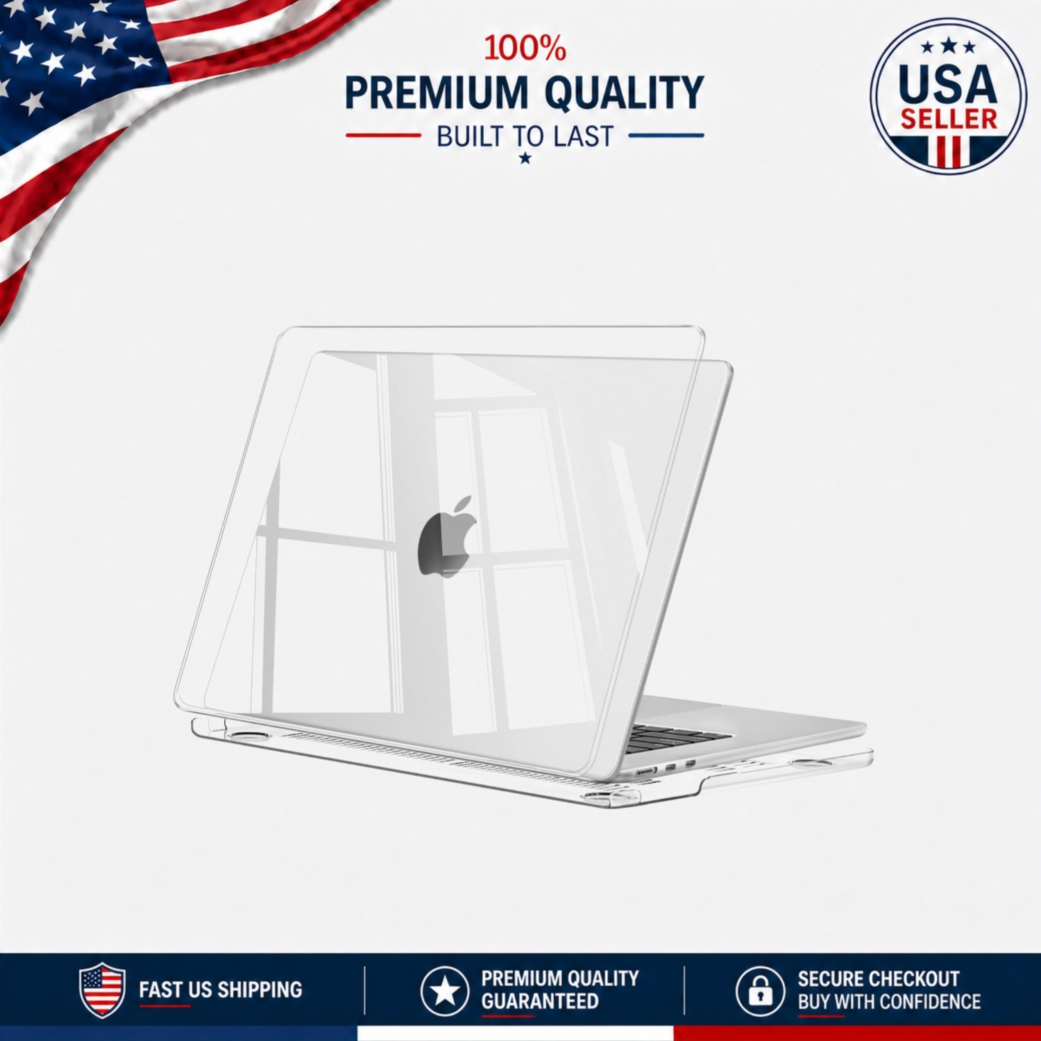 Durable Crystal Clear Case for MacBook Air 15" M5 M4 M3 M2 - Scratch Resistant