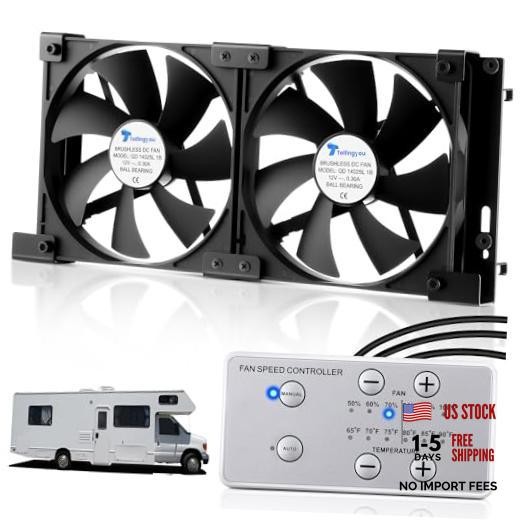 12V RV Fridge Ventilation Cooling Fan, 5.5" Side Vent Fan | 5.5" 140mm Fan,