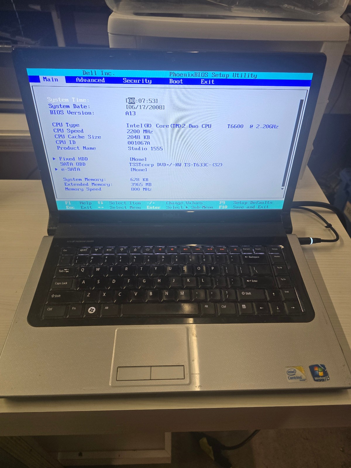 Dell Studio 1555 15.6" Laptop Intel Core 2 Duo T6600 2.2Ghz,  4GB Ram NO HD/OS