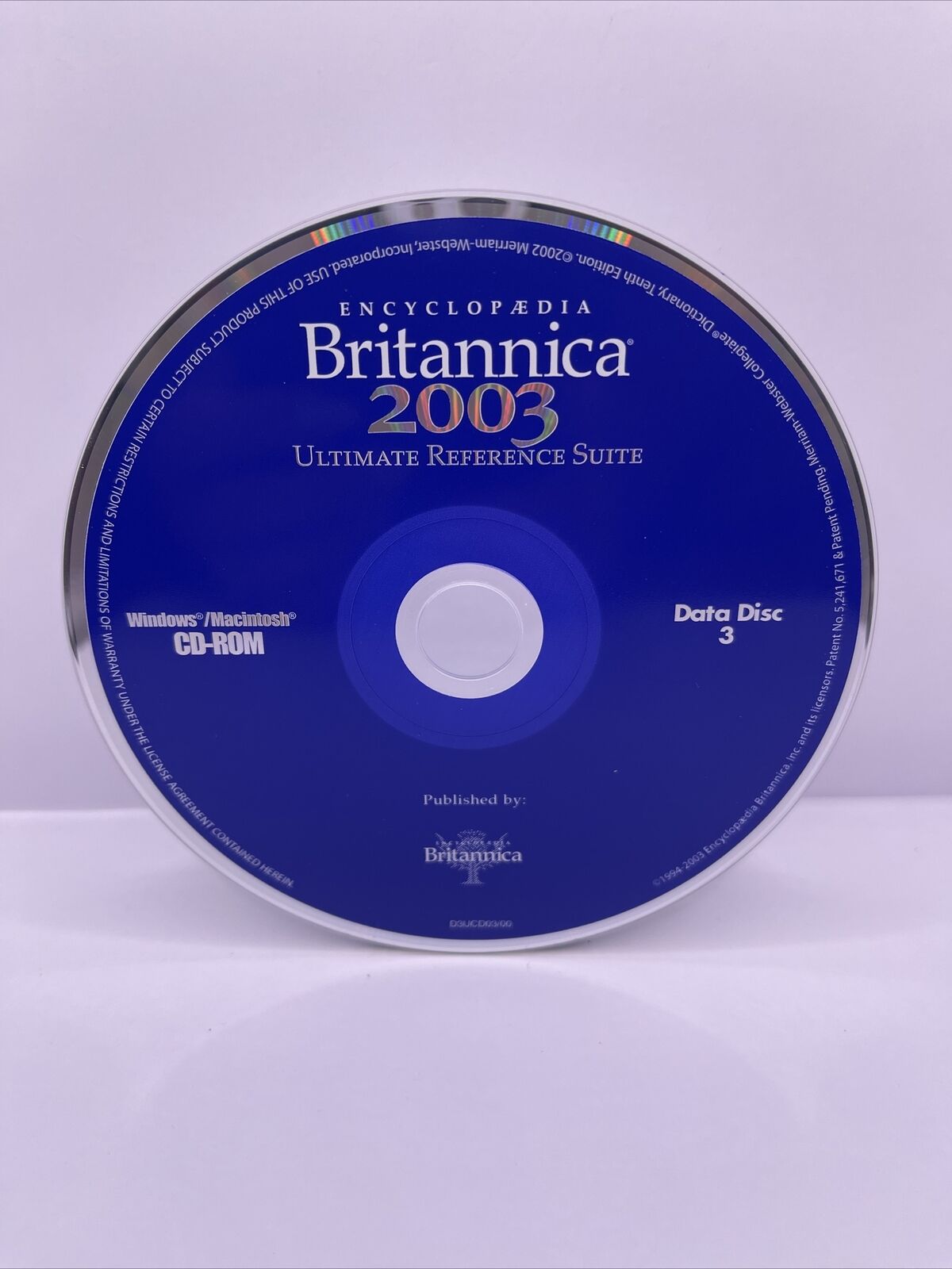 Encyclopedia Britannica 2003 Ultimate Computer Software PC/Mac Disc 3 Only
