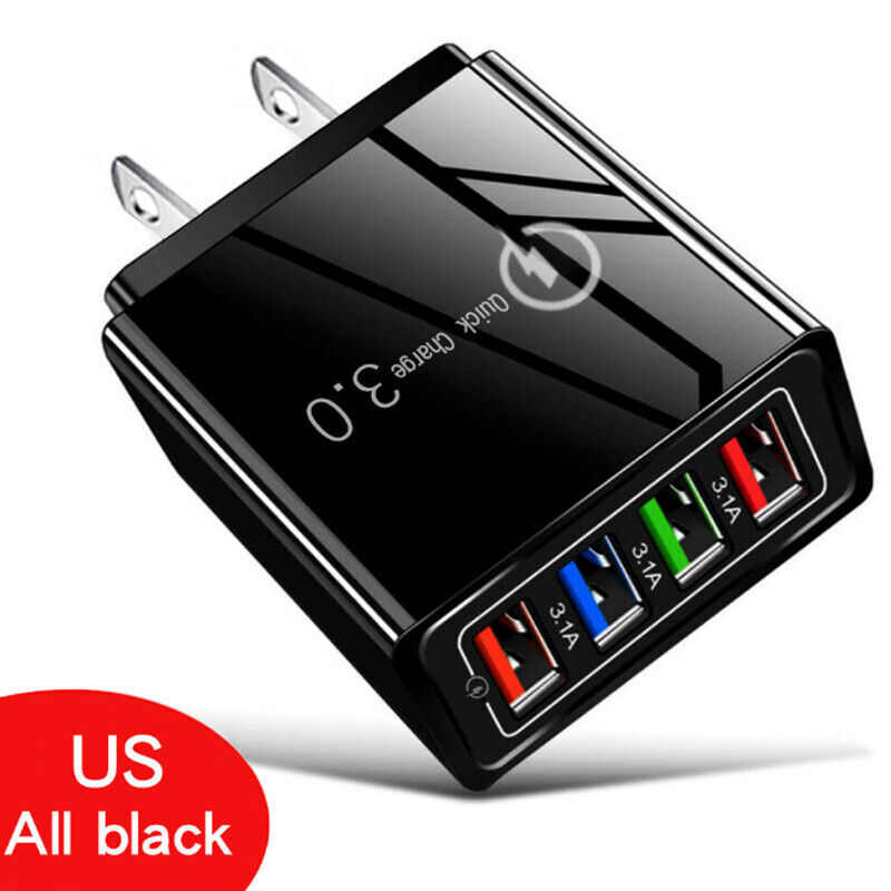 US 4 Port Fast Quick Charge QC 3.0 USB Hub Wall Home Charger Power Adapter Lot
