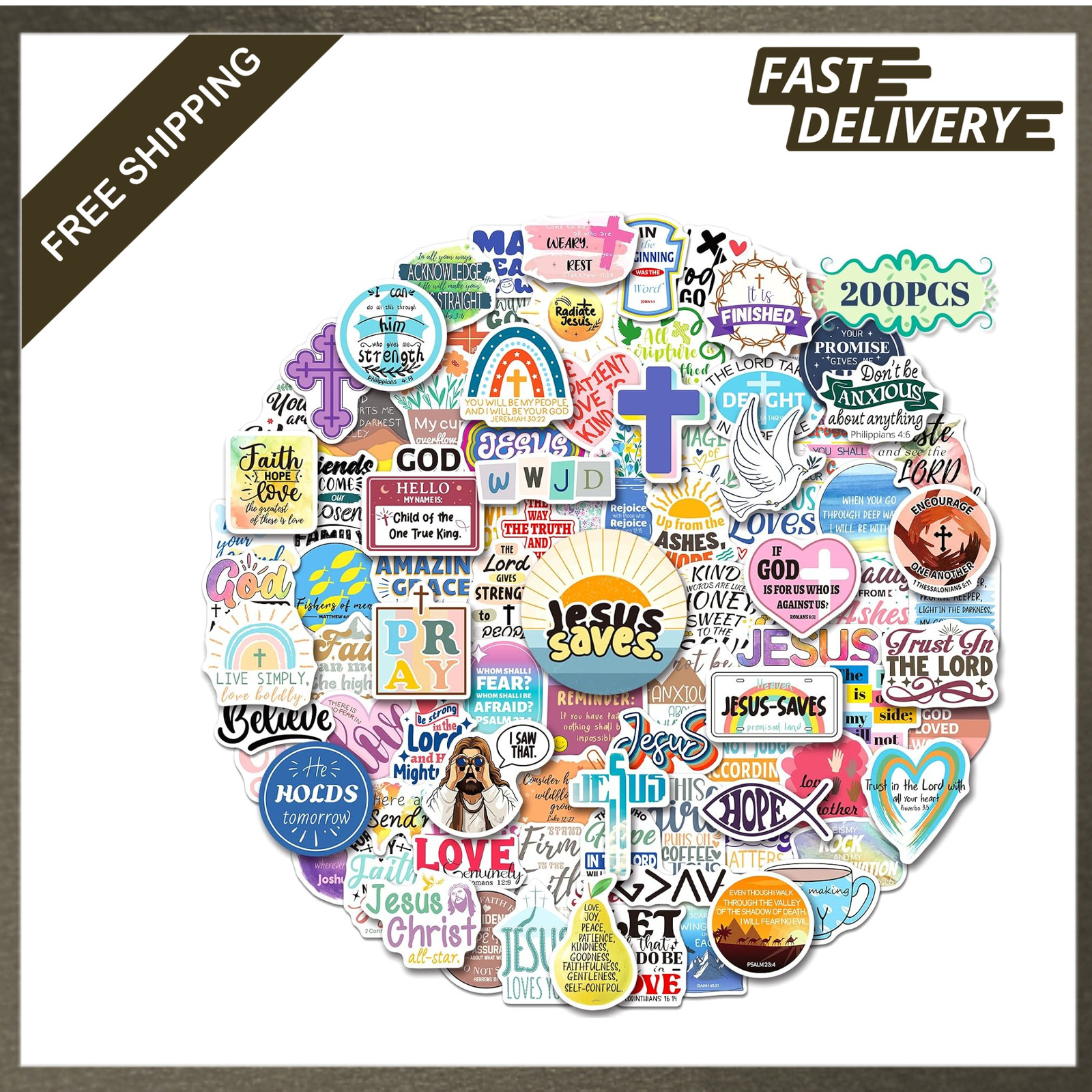 200PCS Christian Stickers Faith-Based Waterproof Vinyl Religious Inspirational