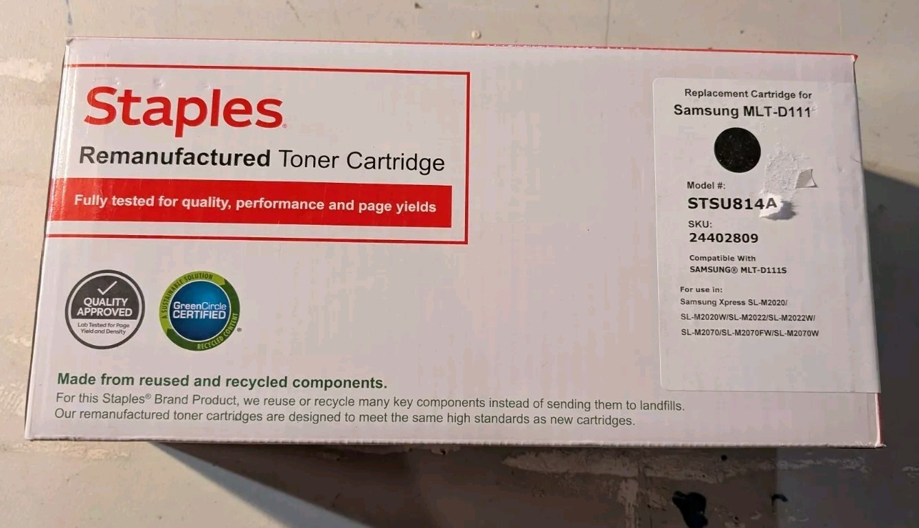Samsung MLT-D111 Remanned BK Extra High Yield Toner STAPLES Cartridge