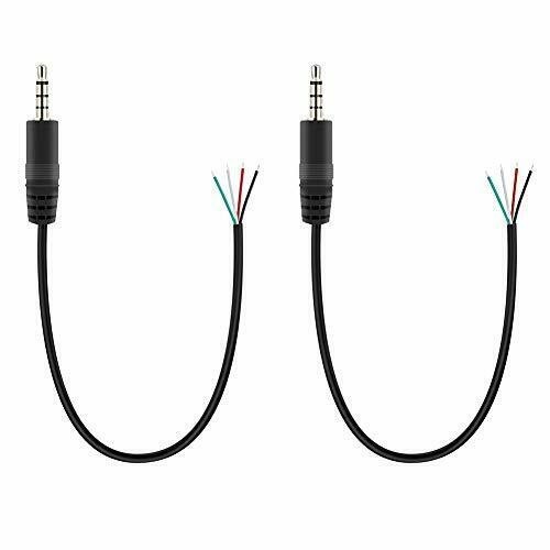 2 PC 3 FT  3.5mm Male Plug Bare Wire TRRS 4 Pole Stereo 1/8" Jack Audio Cable