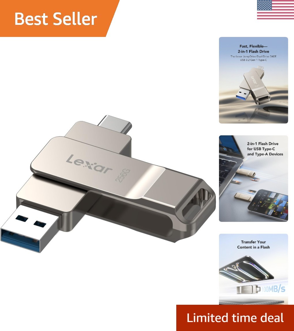 Compact 256GB Dual USB Drive: USB-C & Type A, 100MB/s Speed, Modern Elegance