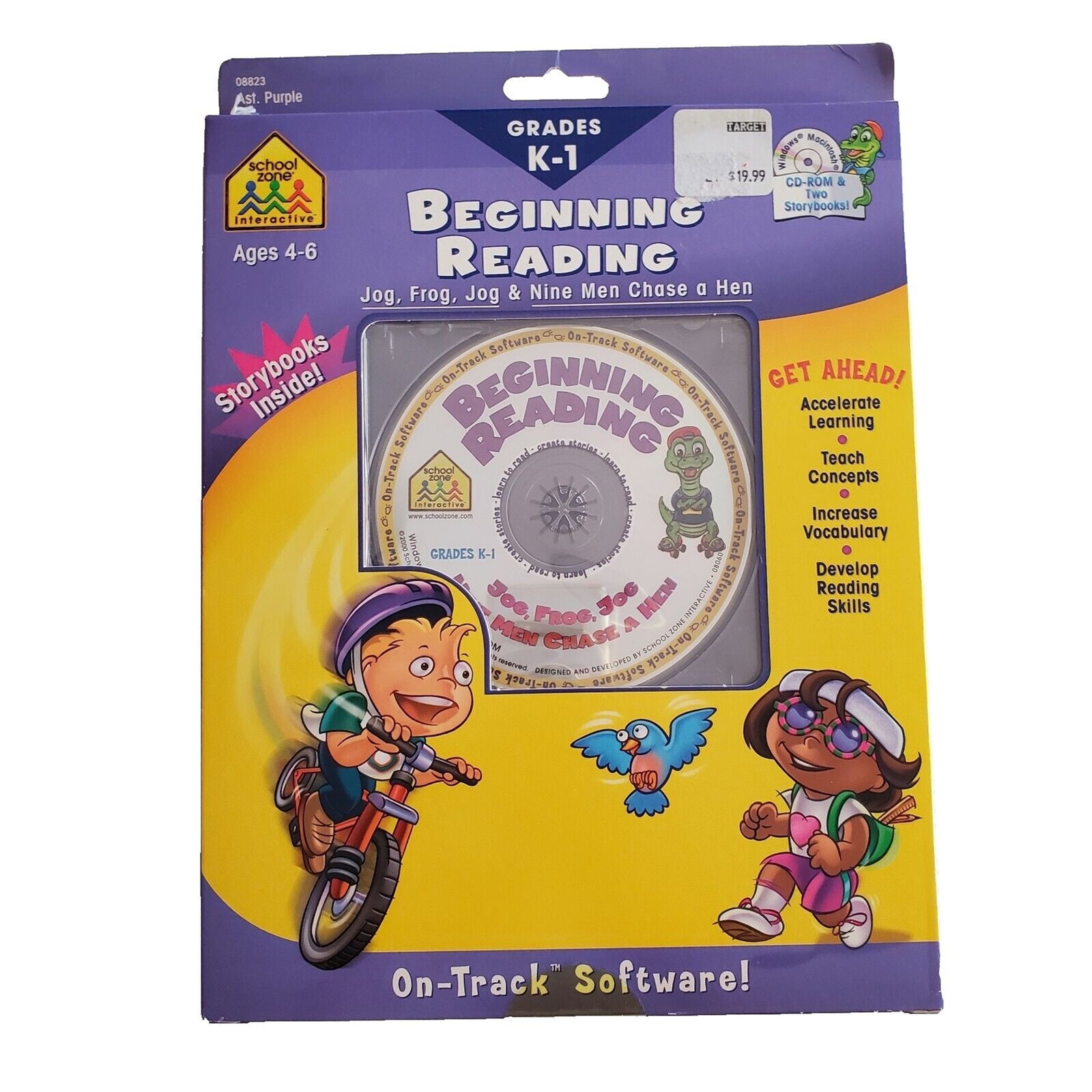 Beginning Reading Grades K-1 School Zone CD-ROM & Two Storybooks Ages 4-6 NEW
